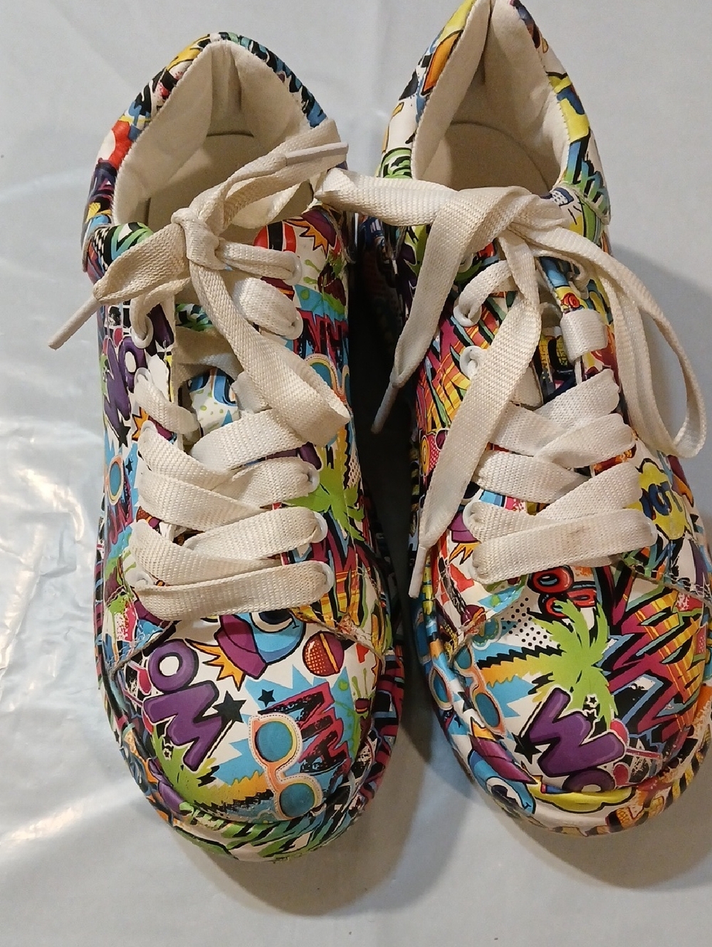 Source Unknown Multicolor Comic Print Kids Sneakers - White Laces